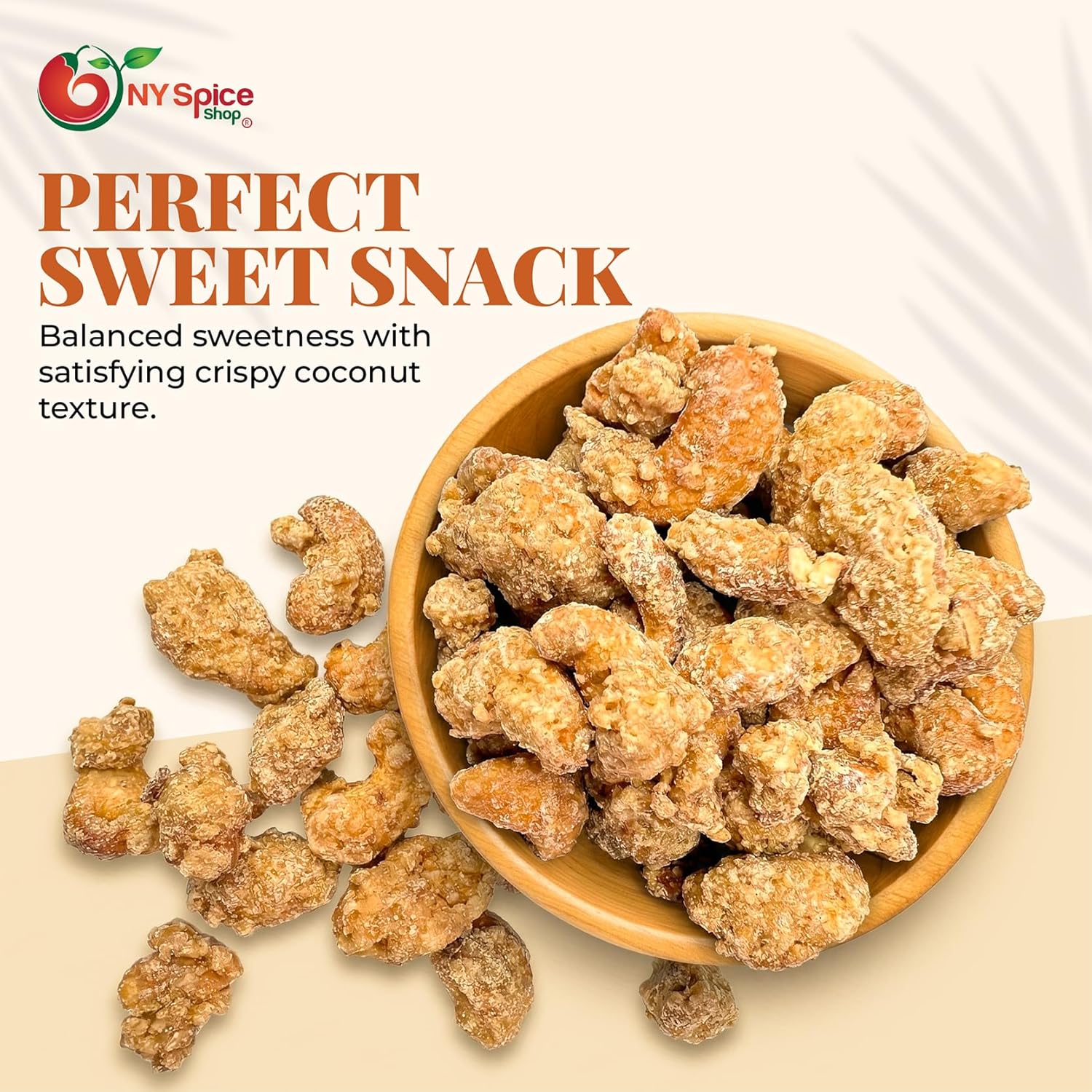 NY Spice Shop Coconut Crunch Cashews - 3 Pound Crunchy Snacks Whole Cashews Crispy Toasted Flakes of Coconut Bulk