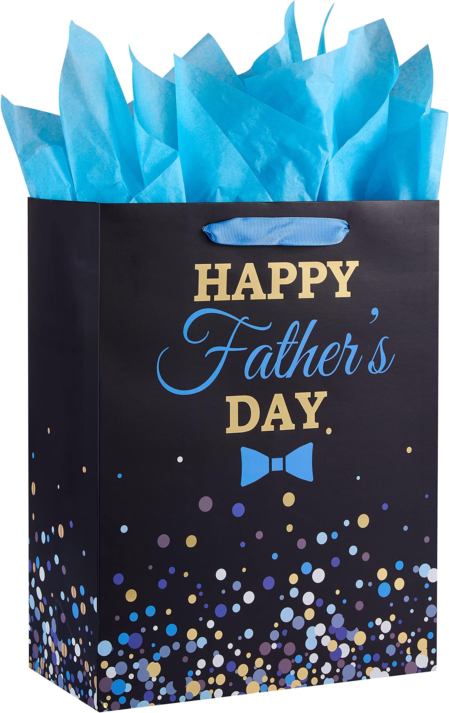 SUNCOLOR 13" Large Father's Day Gift Bag With Tissue Paper(HAPPY FATHER'S DAY)