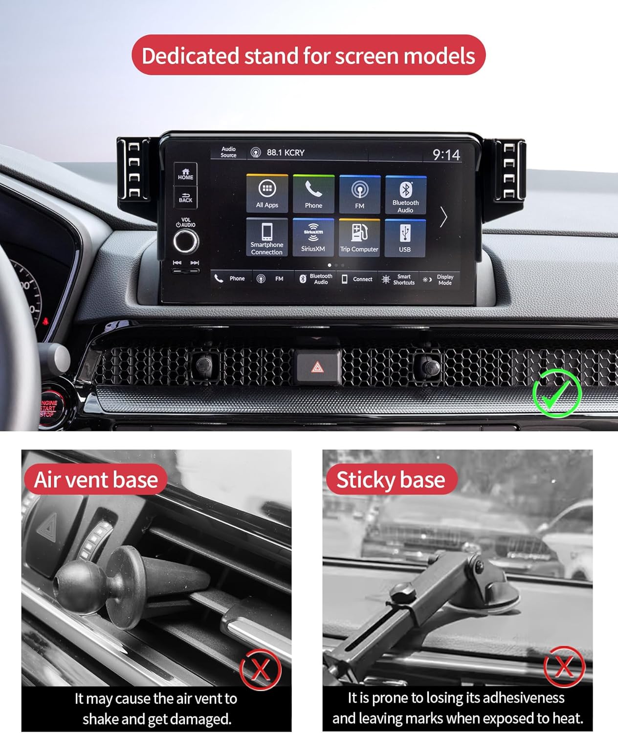 Car Phone Holder for 2023-2026 Honda CR-V/Hybrid 2023-2026 hr-v, Dual Phone Holder with Storage, 7/9 inch Screen Fixed Clip, Auto Accessories Navigation Bracket, 360° Rotation