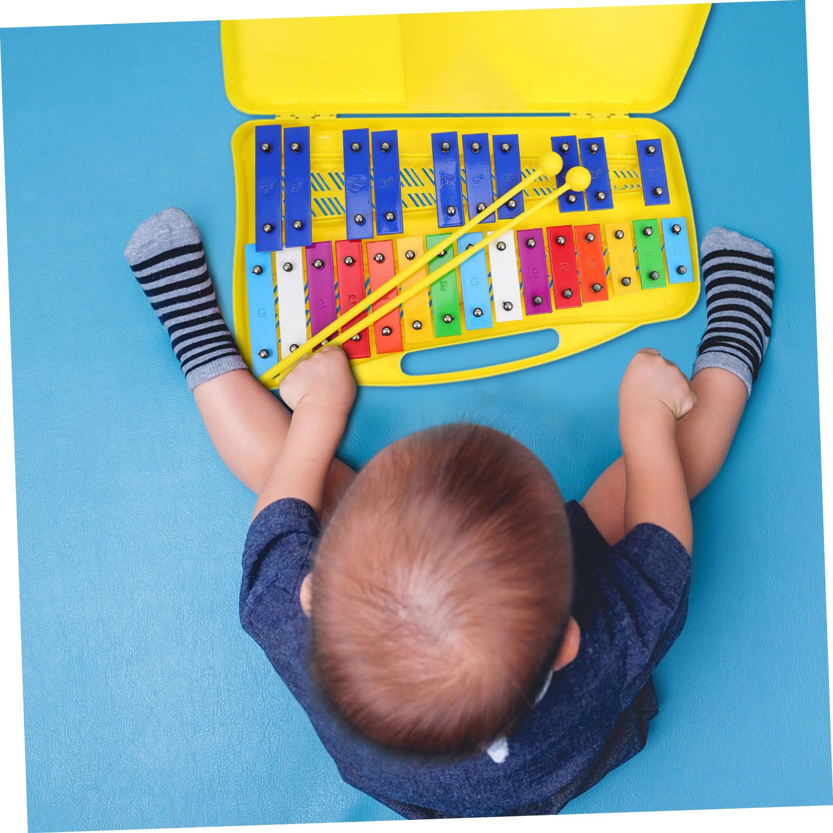 SUPVOX Strumento Musicale Percussione con Piastra da 25 Note per Ragazzo Ragazza Piccoli, Giocattolo Educativo in Plastica per Sviluppo Uditivo e Coordinazione Occhio-mano, Set