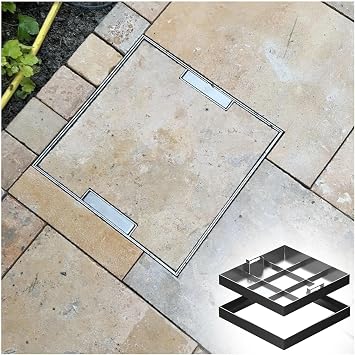 Septic Tank Covers, 12 20 24 30 36 40 inch Invisible Manhole Cover and Frame Stainless Steel, Heavy Duty Stainless Steel Sewage Basin Cover for Driveway Walkways Courtyards Gardens35.4x35.4in/90x90cm