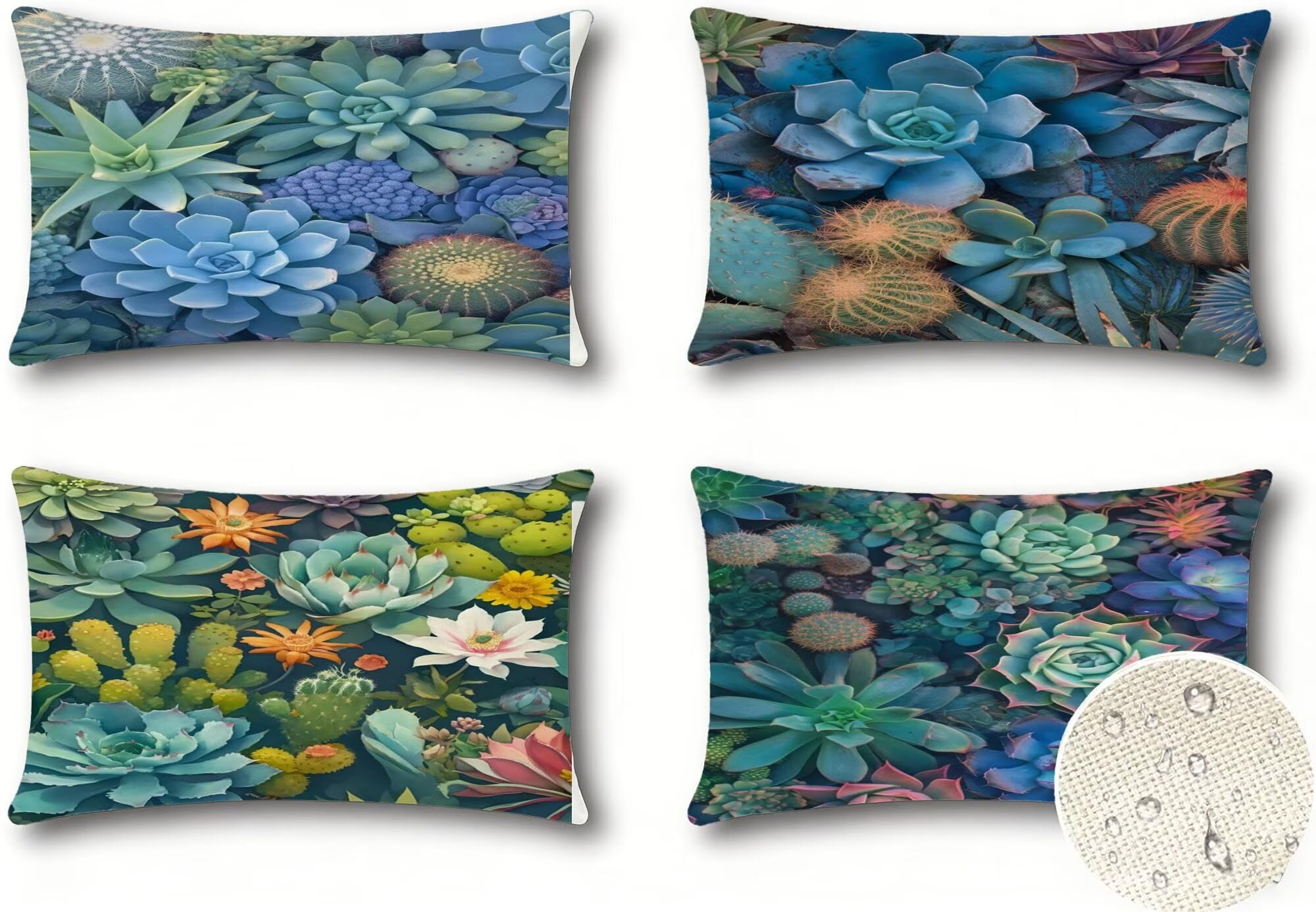 Housses Coussin 50x60cm Extérieur Imperméable Flower Taies d'oreiller Printemps Été Decoration Canapé Housse de Coussin Botanique Décoratif pour Salon Jardin Patio Chambre Maison Décor Lot 4. R-5558