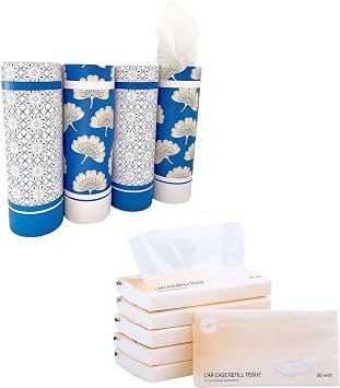 Bundle - Car Tissue Holder with Facial Tissues Refills