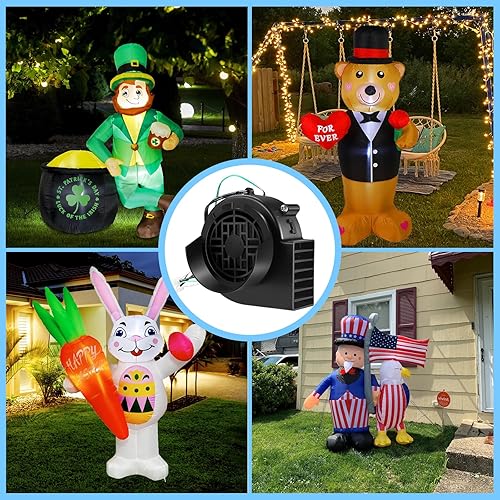 Miniatura 9 de 2-Pack Inflatable Fan Blower Replacement, Envanptaz 12V 1.2A Air Blower for Inflatables with 3 LED Light Strings for Thanksgiving Christmas