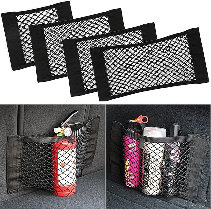 Car Boot Storage Nets,QNLEMON 4 Pack Car Storage Mesh Bag Organiser Car