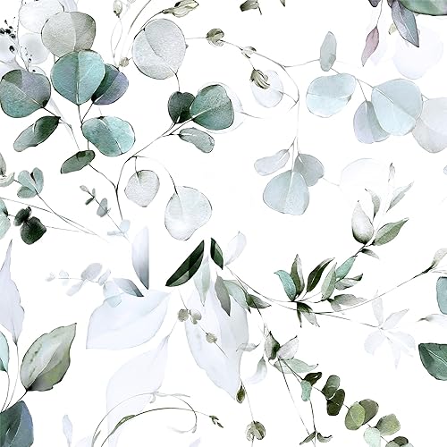 Green Leaf - Papel tapiz adhesivo de hojas florales de 17.5 x 393 pulgadas, papel tapiz autoadhesivo vintage, impermeable, revestimiento de pared de