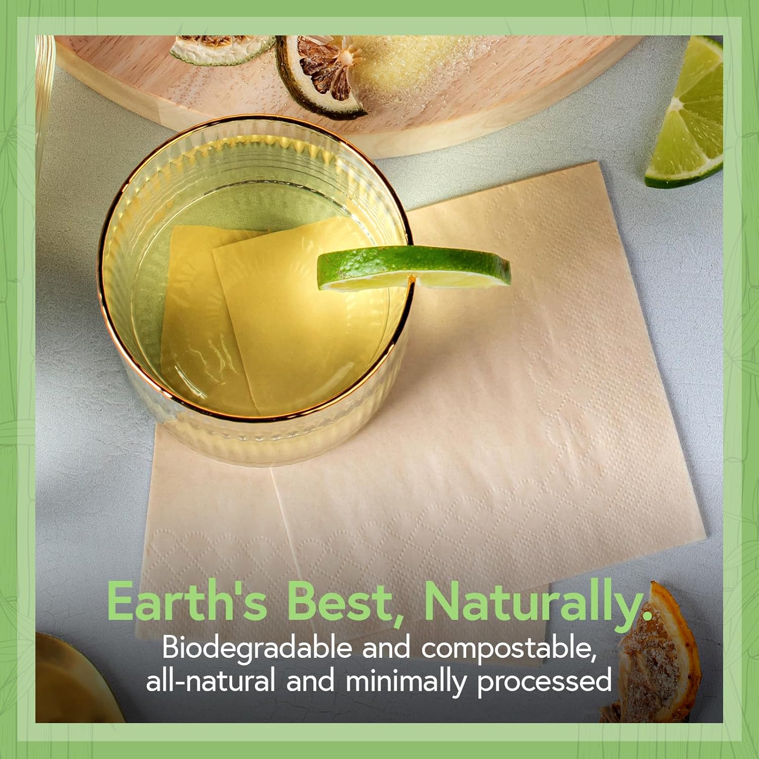 100% Bamboo Cocktail Napkins for Wedding (1000-Pack) | 2-Ply FSC Certified | Biodegradable Beverage Napkins for Party, Home or Commercial Use | 4.5 x 4.5 Inch Folded | Ideal for Serving Drinks