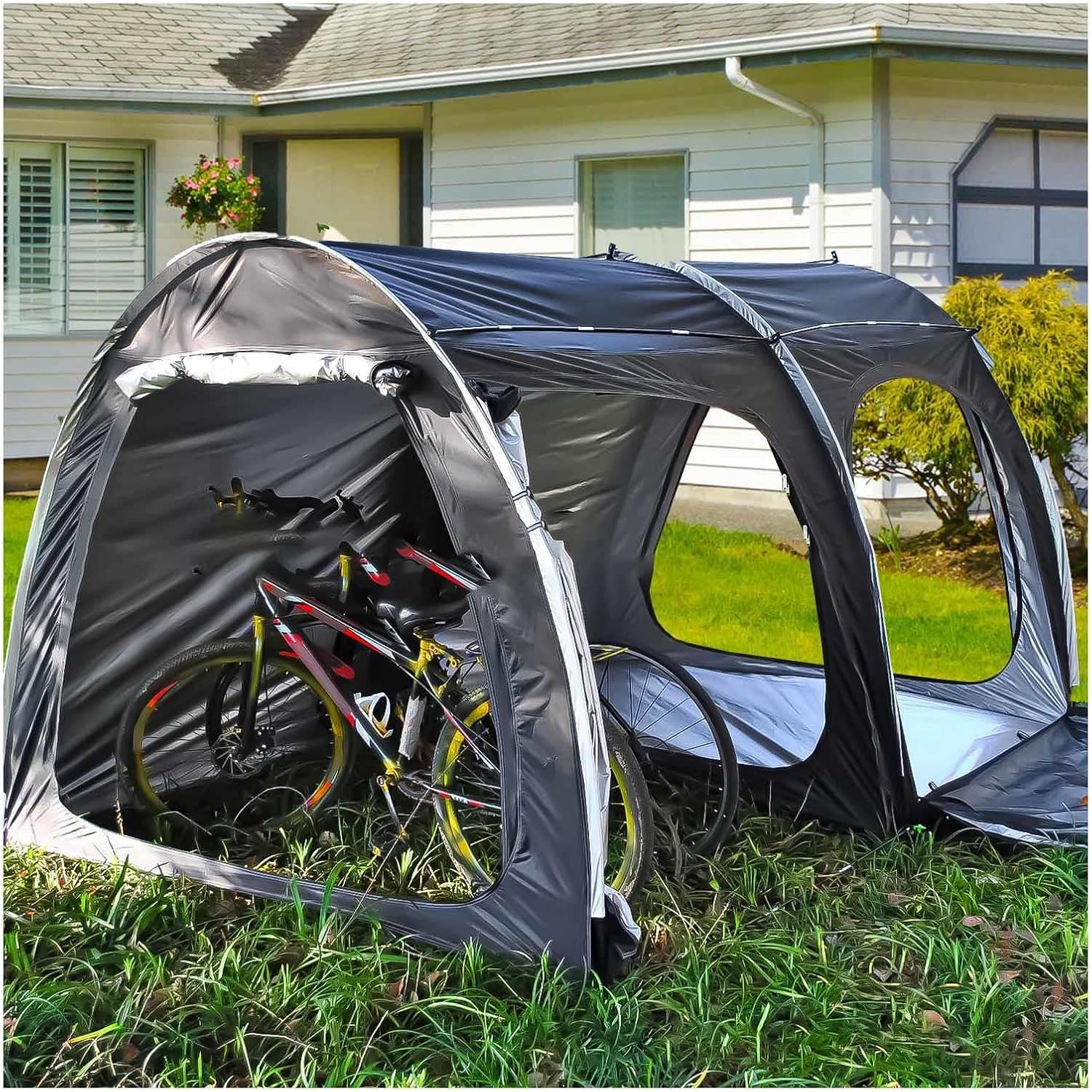 Eijooahz-ZJ サイクルハウス 通気ネット付き 屋外 収納 パティオ家具、自転車、オートバイ用 自転車 カバー 自転車置き場