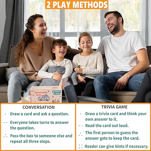 Miniatura 3 de 700 tarjetas de conversación con 6 temas y juego de preguntas divertidas para adultos y niños, perfecto para cenas familiares, viajes por carretera