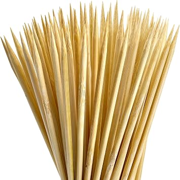 200PCS Natural Bamboo Skewers, 10 Inch Wooden Skewers for BBQ, Appetizers, Fruit, Cocktail, Grilling, Kabob, Chocolate Fountain - Thick Skewer Sticks for Party, Kitchen, Craft, Bouquet =4mm