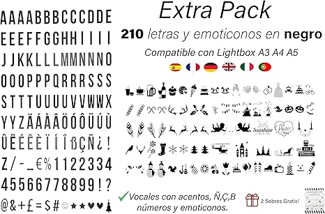 210 Lettere Numeri Emoji Decorativi Per Scatola Luminosa A3 A5 Senza Scatola Amazon It Illuminazione
