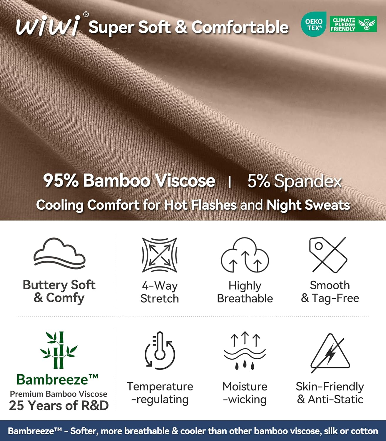 WiWi Women's Casual Wide Leg Palazzo Pants Comfy Lounge Pajama Bottoms Viscose from Bamboo Yoga Sweatpants S-XXL - Image 6