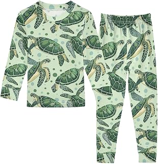 ALAZA Green Sea Turtle Bubble Pajama Set Pijamas Para Niños Long Sleeve Sleepwear