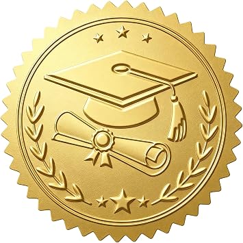 Graduation Stickers 2 Inch Embossed Graduation Cap and Diplomas Sticker 100Pcs Gold Foil Class of 2026 Stickers for Envelopes Seals Graduation Announcement Party Favor