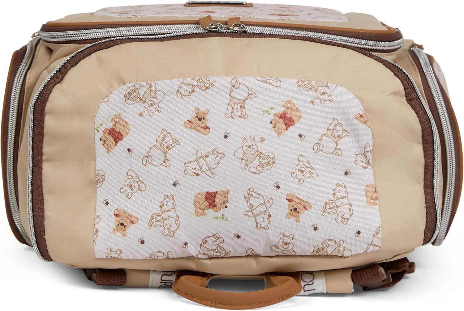 Disney Diaper Bag Backpack with Changing Pad Winnie the Pooh – 16” Nylon Baby Bag for Parents, Insulated Bottle Holders, Multiple Storage Pockets