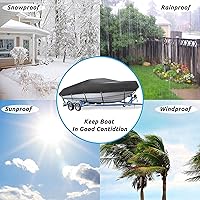 Vista 8 de Mancro - Funda para barco de 16 pies a 18.5 pies, fundas resistentes para lanchas de lubina, V-Hull, Tri-Hull, Runabout, lanchas de pesca, funda