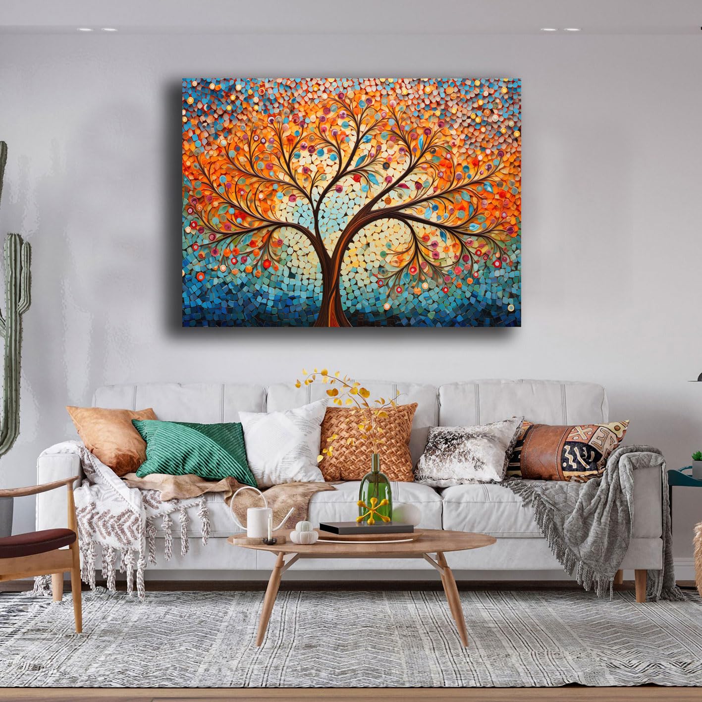 Quadro Moderno Albero Della Vita Astratto – Stampa Su Tela Canvas XXL 50x100 Cm, Decorazione Murale Per Soggiorno E Camera Da Letto
