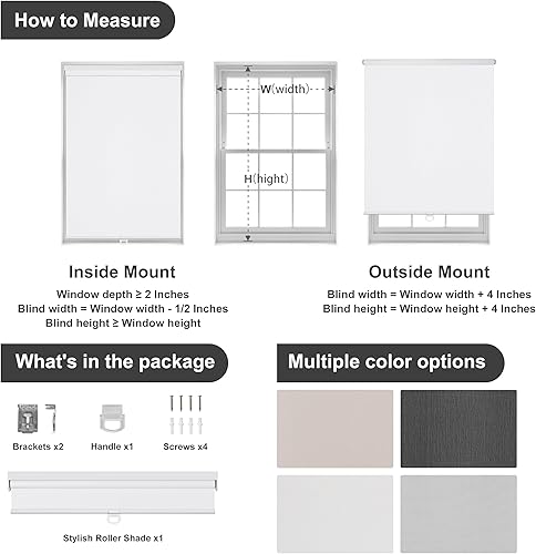 Miniatura 6 de Boolegon Persianas enrollables con filtro de luz para ventanas, sin cordones, fáciles de instalar, persianas solares, protección UV con aislamiento
