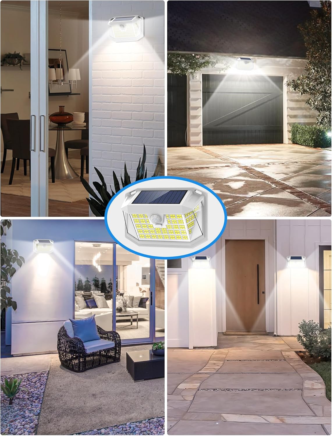 LANSOW Solar Motion Lights Outdoor 6 Pack, 188 LED/3 Modes, Motion Sensor Outdoor Lights, IP65 Waterproof 270° Lighting, Solar Powered Security Flood for Outside Yard Garden Wall(White) - Image 4