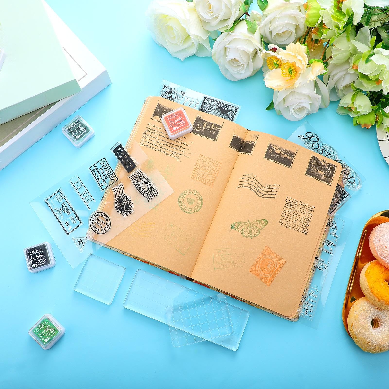 Vintage Rubber Stamps Set - Scrapbooking & Crafting -5 Vintage Rubber Stamps Set - Scrapbooking & Crafting -5