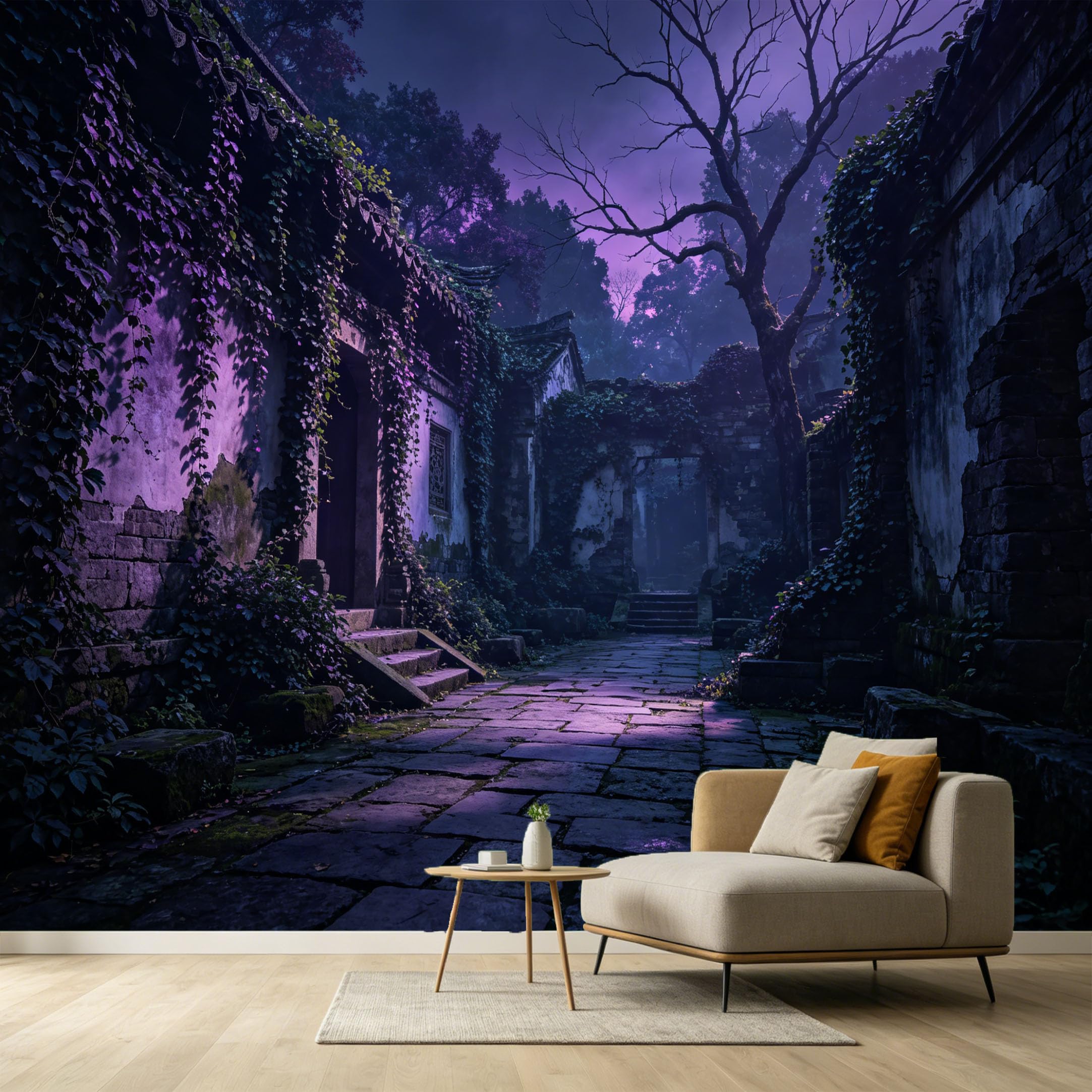 Custom Size Wall Murals Mysterious Night Garden Ancient Stone Courtyard Architectural Landscape 3D SelfAdhesive Wall Fabric Removable Large Wallpaper for Photo Living Room