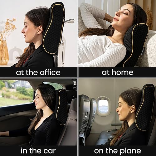 Miniatura 6 de Almohada de viaje de espuma viscoelástica con funda lavable y bolsa de transporte, almohada de cuello compacta, suave y transpirable para avión,