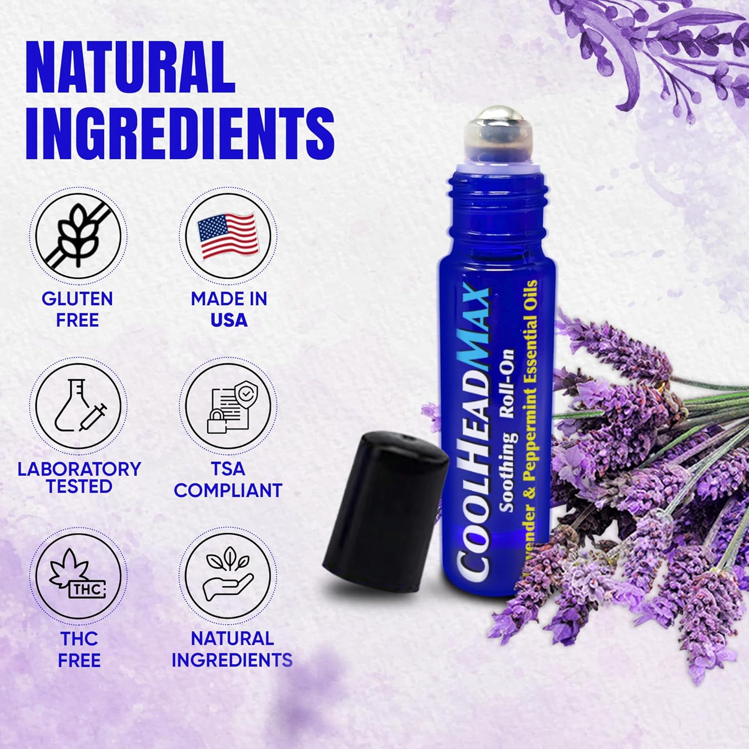 CoolHead Max Roll On, Natural Peppermint Essential Oil Migraine Roll On, Headache Support Essential Oil Roller, Fast Cooling Comfort for Your Head, 6 Pack