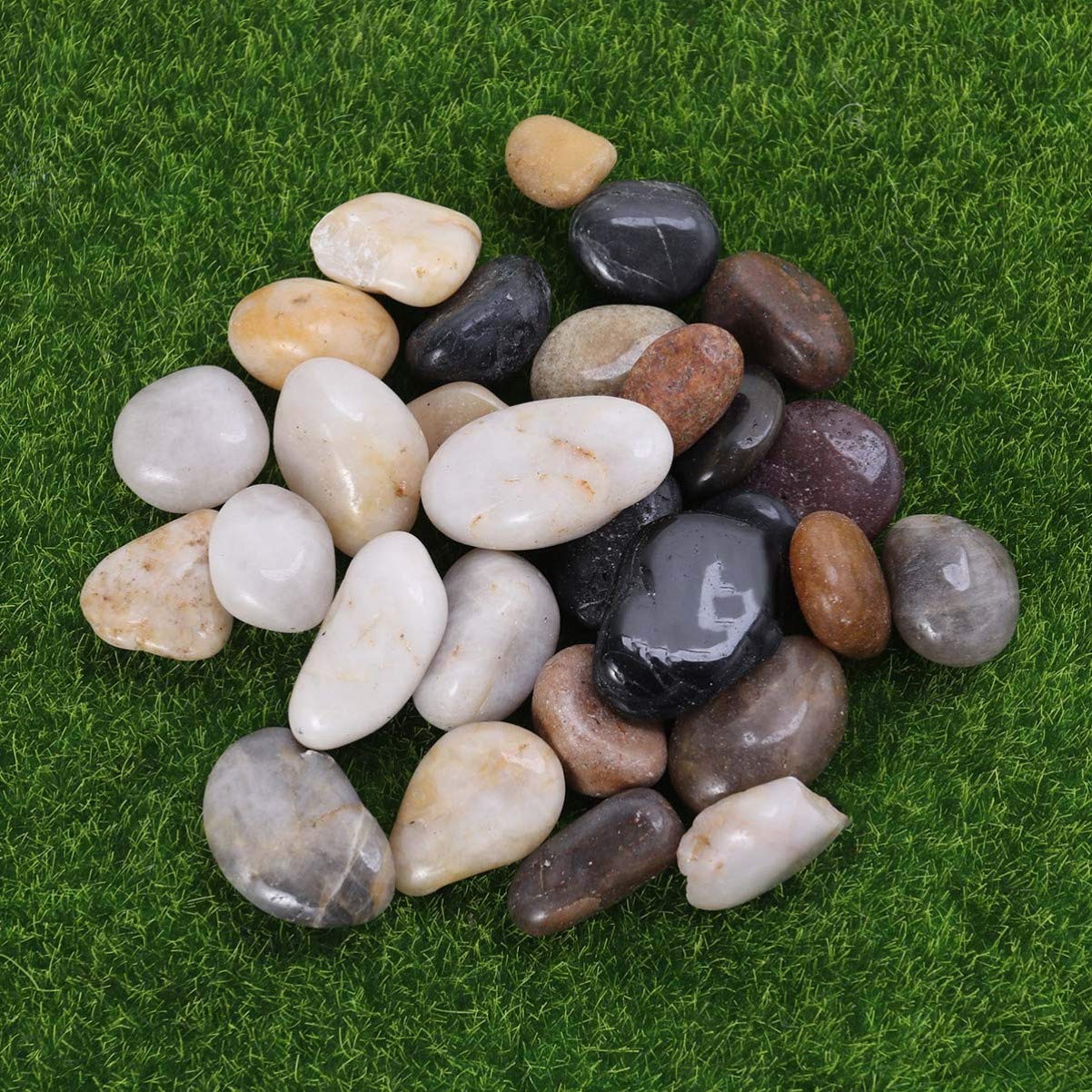 VICASKY Artistic Fish Tank Stones Natural Cobblestone Rain Flower Stones 500g Assorted Size Shape Decorative Pebbles
