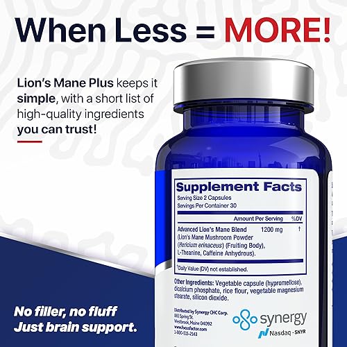 Miniatura 5 de Focus Factor Lions Mane Plus, nootrópico avanzado con L-teanina, cafeína, enfoque y energía (60 unidades)