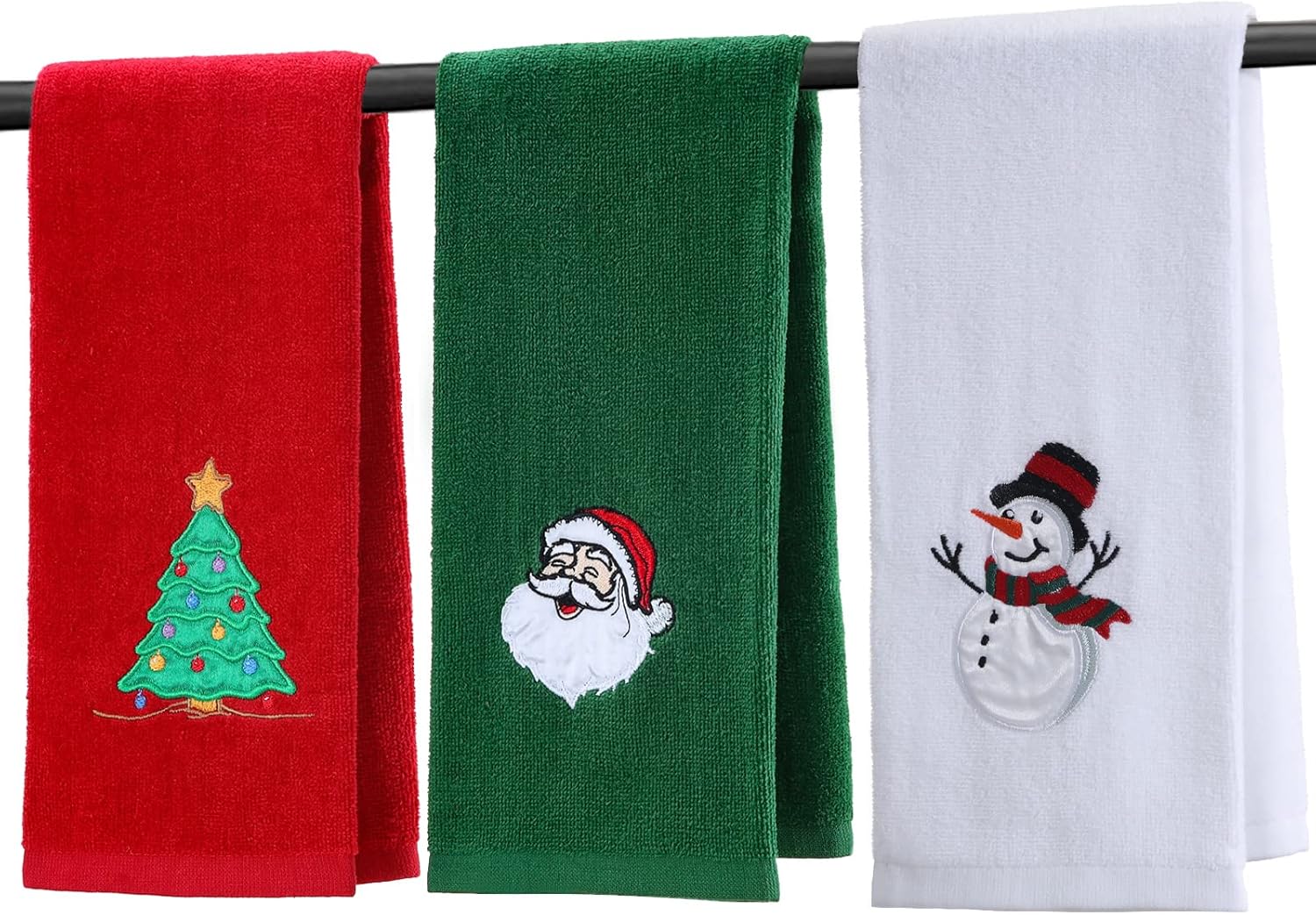 Ansoufien Large Christmas Hand Towels 3 Pieces, 100 Cotton