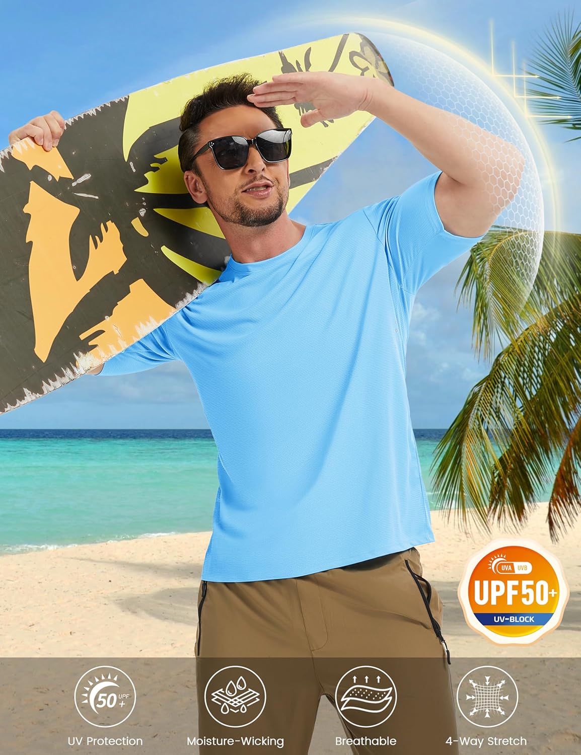 MAGCOMSEN Mens Rash Guard Short Sleeve UPF 50+ Sun UV Quick Dry Shirts Workout Swim Running Athletic T-Shirt - Image 7