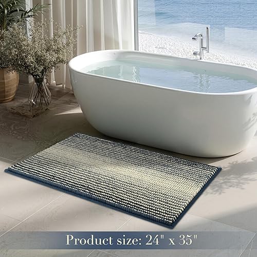 Miniatura 11 de BSICPRO Juego de alfombras y tapetes de baño, 2 piezas de felpilla gruesa y absorbente, antideslizantes, suaves y peludas para baño, lavables a