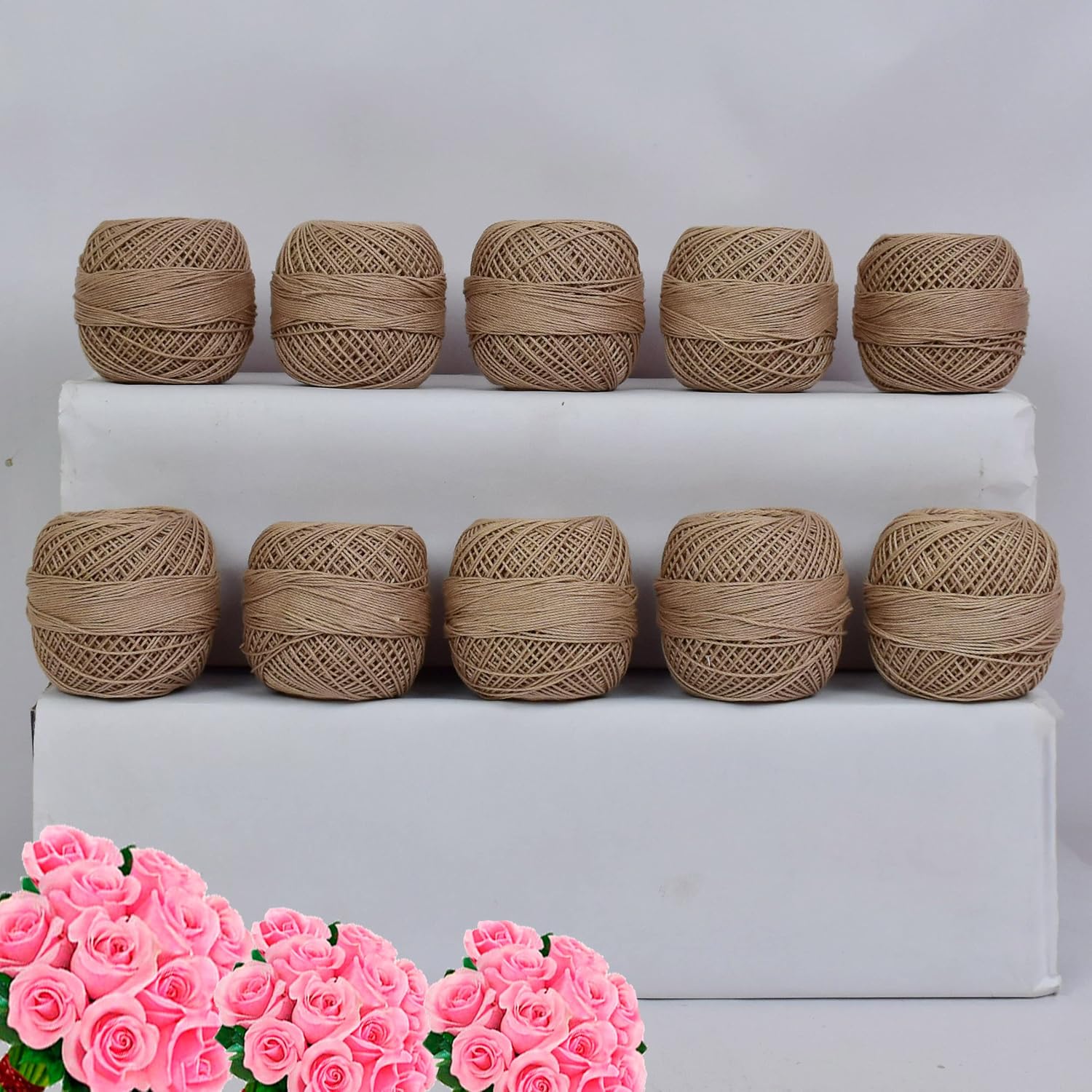 Red Rose Crochet Threads Mercerized Knitting Yarn Embroidery Roll Ball Weaving