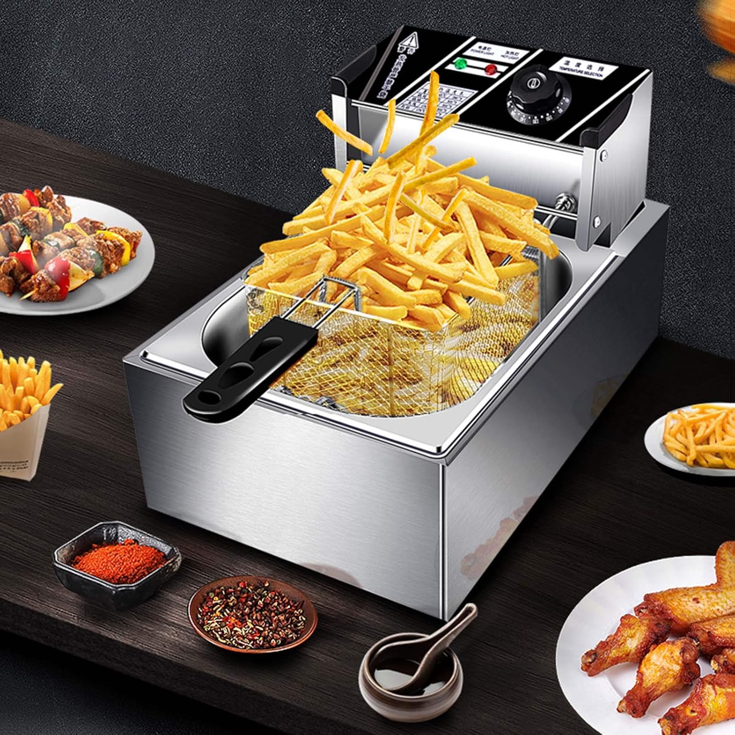 110V 電気フライヤー 揚げ物器 フライヤー 50-200℃温度調節卓上フライヤー 5.5L 大容量 家庭用および商業用電気フライ  楽天市場】【3年保証】YiMiDO 電気フライヤー 業務用/家庭用 二槽式 大容量 12L 卓上フライヤー 業務用フライヤー 串揚げ 揚げ物機  3000Ｗ ミニ ...