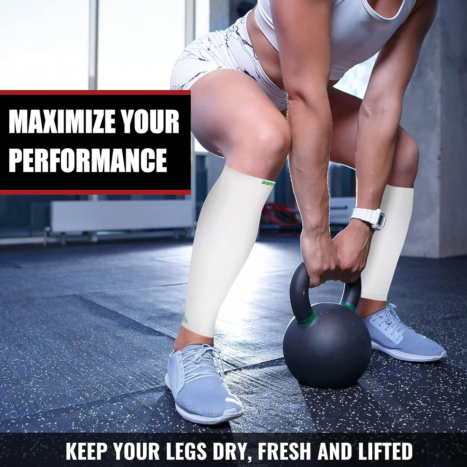 Exclusive BAMS Bamboo Leg & Calf Compression Sleeve for Men & Women- Shin Splints, Running