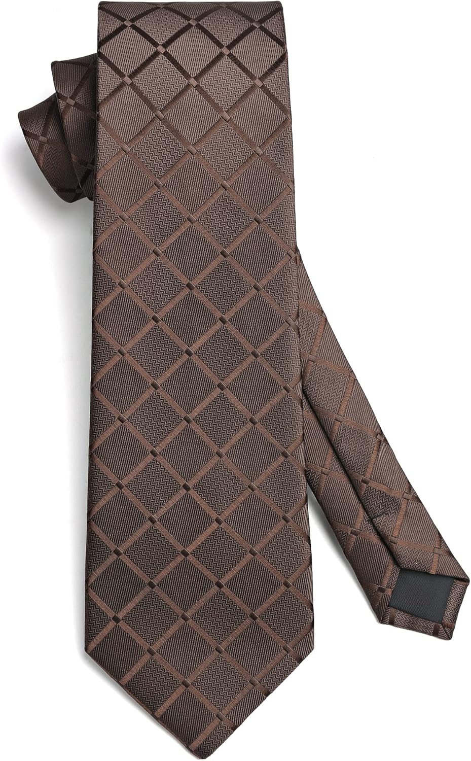 HISDERN Plaid Checkered Tie Handkerchief Woven Classic Formal Men's Necktie & Pocket Square Set - Image 5