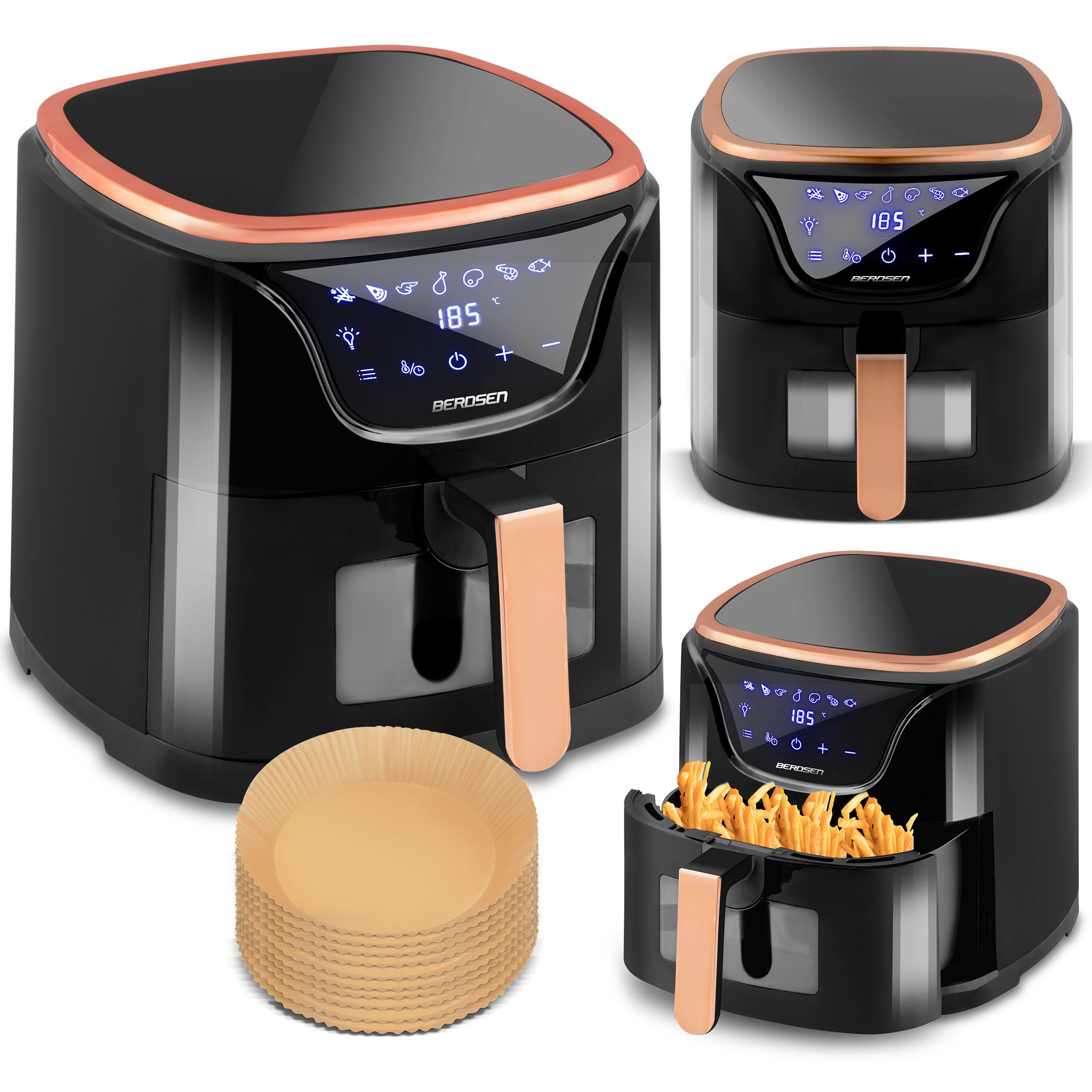 Berdsen Frytkownica beztłuszczowa frytownica airfryer 5l 1500W czarno-złota