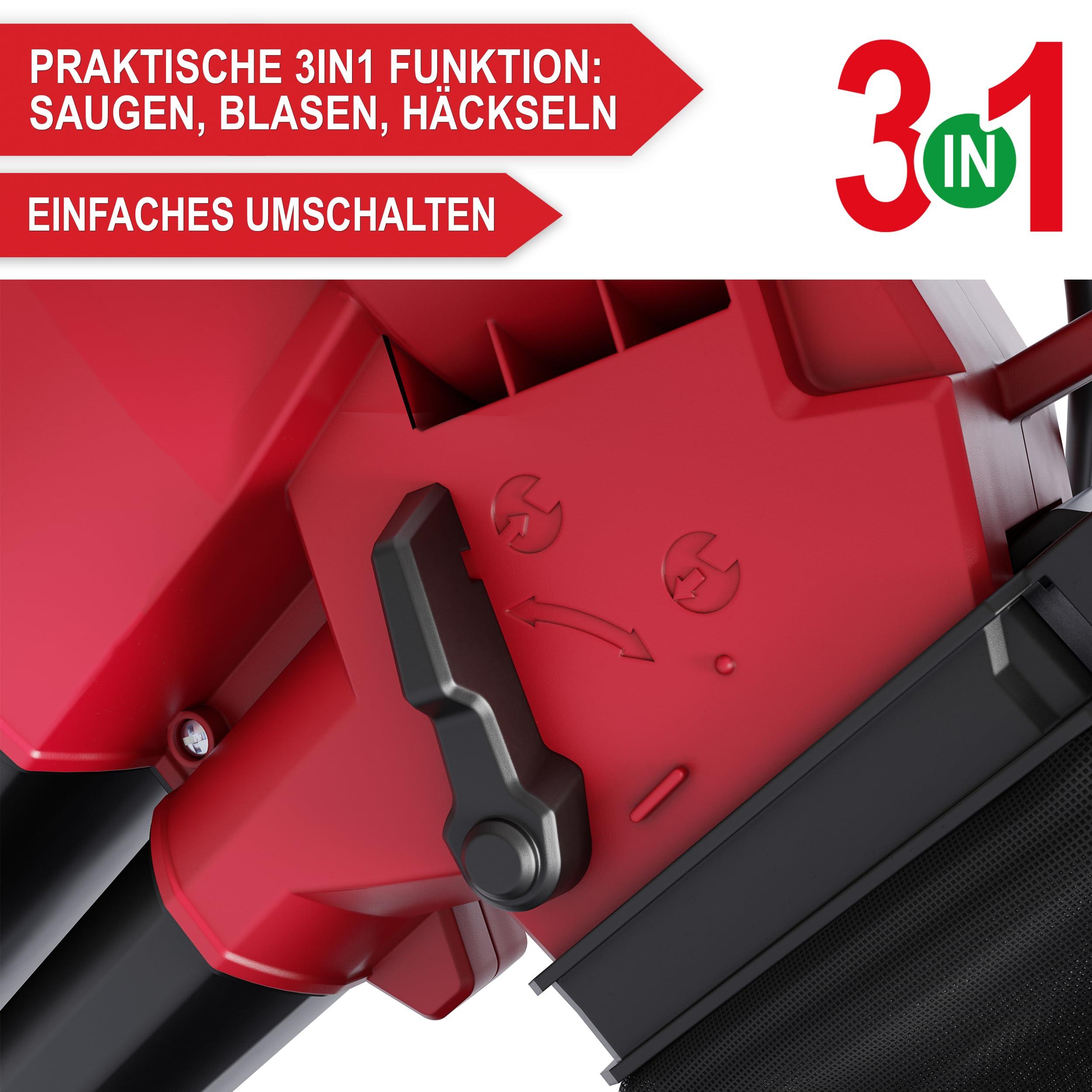 ONBEST 3 in 1 Elektro Laubbläser – Gebläse, Sauger & Häcksler – 3200 Watt Elektro Motor – elektrischer Laubsauger mit Metall Häckselrad – inkl. Tragegurt – Laubgebläse, Laubsauger Elektro für Laub