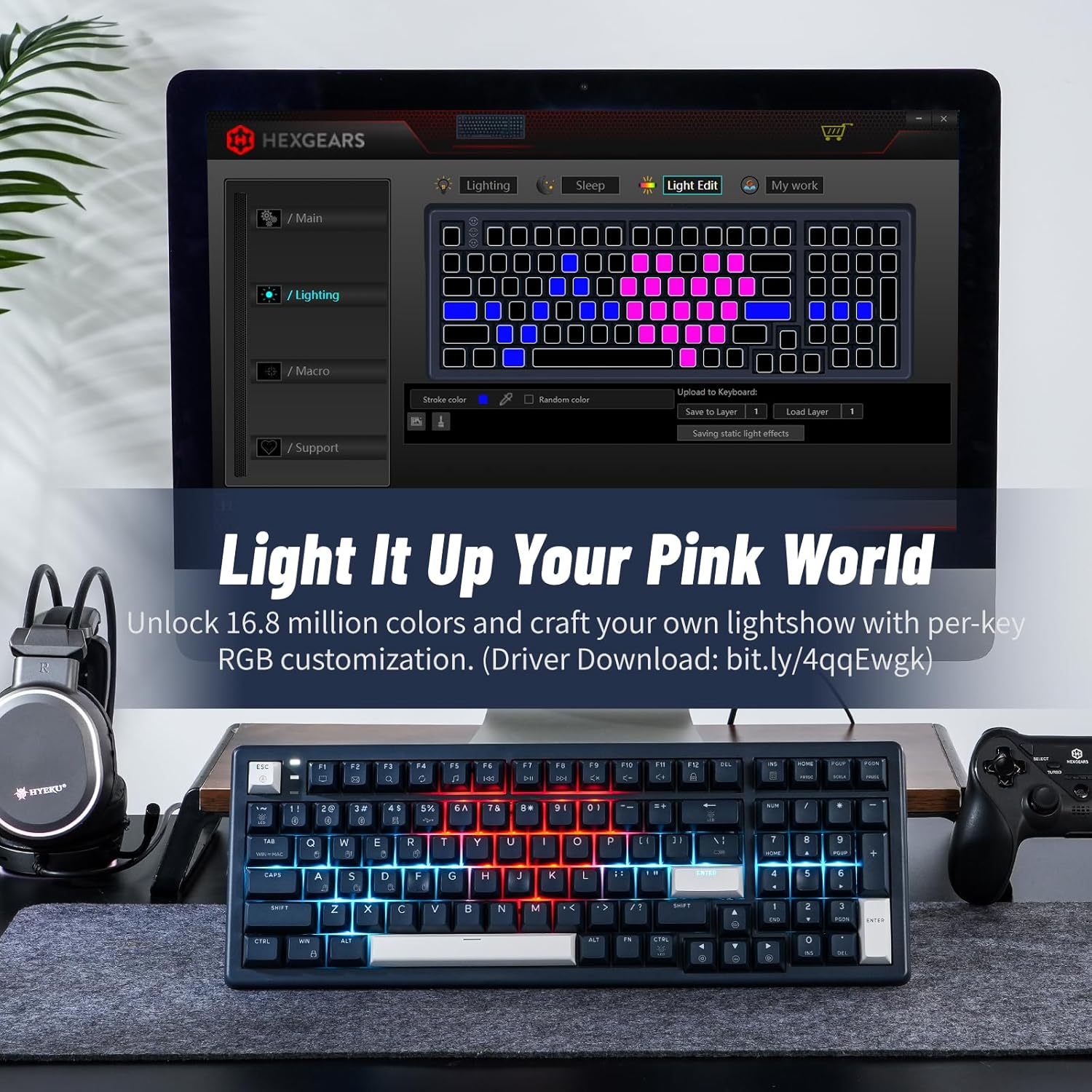 Hexgears Wireless Mechanical Keyboard with Number Pad,Wrist Rest,Gasket Structure,Tri-Mode BT5.0/USB-C/2.4GHz Hot Swappable Keyboard,Creamy Sound,RGB Backlit,Computer Gaming Keyboards(Clicky Switch)