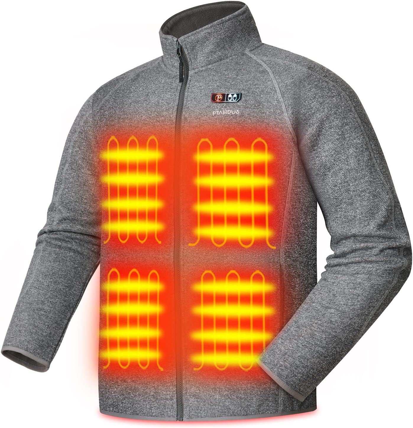 Men's Heated Fleece Jacket 5 Heat Zones Relaxed Fit Battery Pack Included, with Hand Warmer Pocket for Outdoor