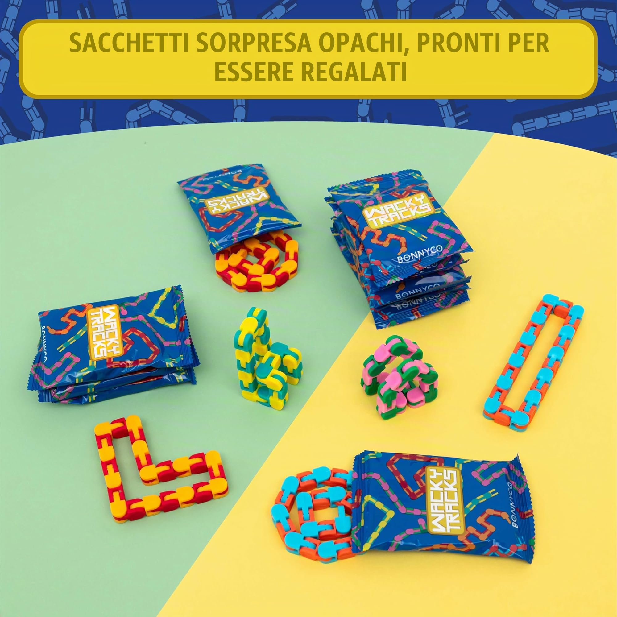 BONNYCO Wacky Tracks Confezione da 40 Catene Click 27 cm Antistress per Bambini 3-12 Anni. Gadget Compleanno Bambini, Fidget Toys, Regalini di Classe e Giochi Sensoriali Autismo