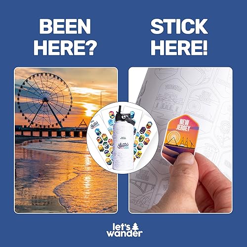 Miniatura 7 de LET'S WANDER 50 States - Botella de agua con calcomanías impermeables, 32 onzas, de acero inoxidable aislado a prueba de fugas con pajilla, botella