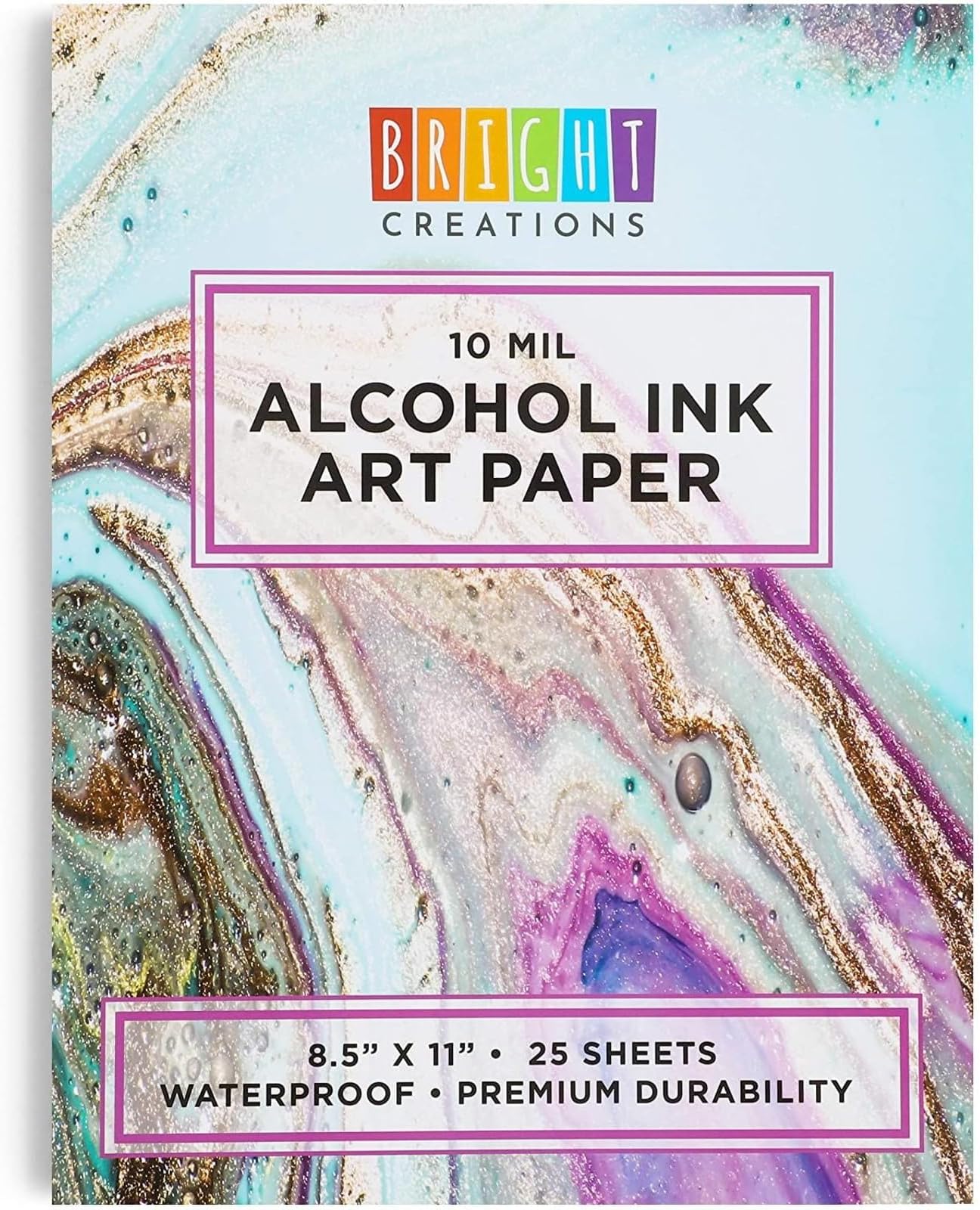 Bright Creations Alcohol Ink Paper Pad - 8.5 x 11 in, 25 Sheets - Synthetic Paper for Alcohol Ink Art & Painting Supplies