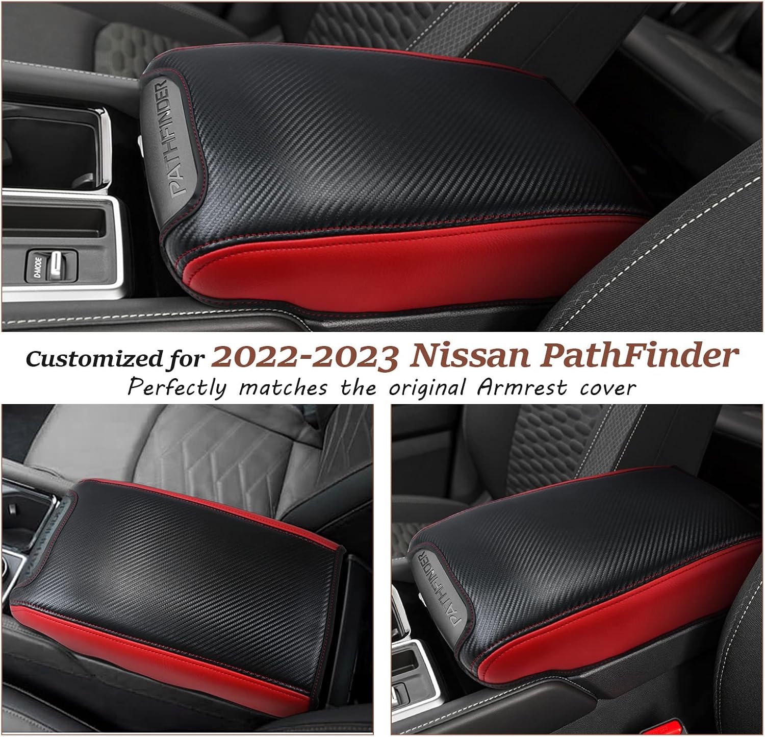 SKTU for 2024 2025 2026 Nissan Pathfinder Center Console Cover 2022-2026 Pathfinder Armrest Cover 2023 2024 2025 2026 Pathfinder Accessories Pathfinder R53 Automotive Center Console Soft Cushion (Red)