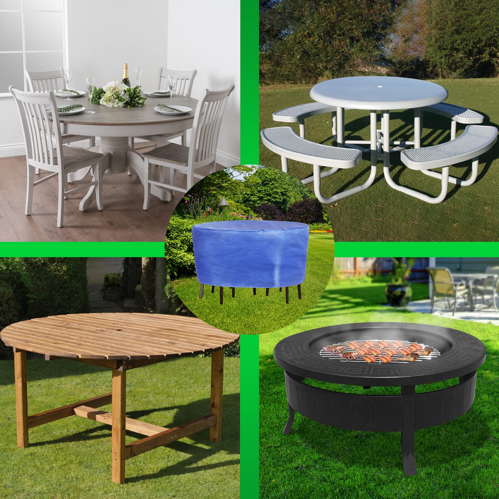Bache Salon Jardin Ronde 185x95CM, Housse Table Jardin, Bache Protection, Housse Protection Salon Jardin, Protection Extérieure Résistante Imperméable Meubles 420D Oxford