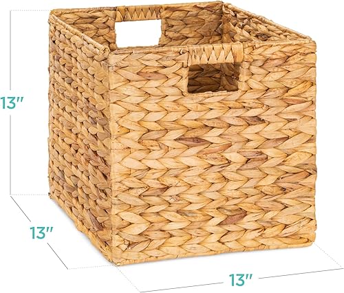 Miniatura 2 de Best Choice Products Cestas de jacinto de 13 x 13 pulgadas, juego rústico de 5 organizadores de almacenamiento plegables multiusos, bolsas de