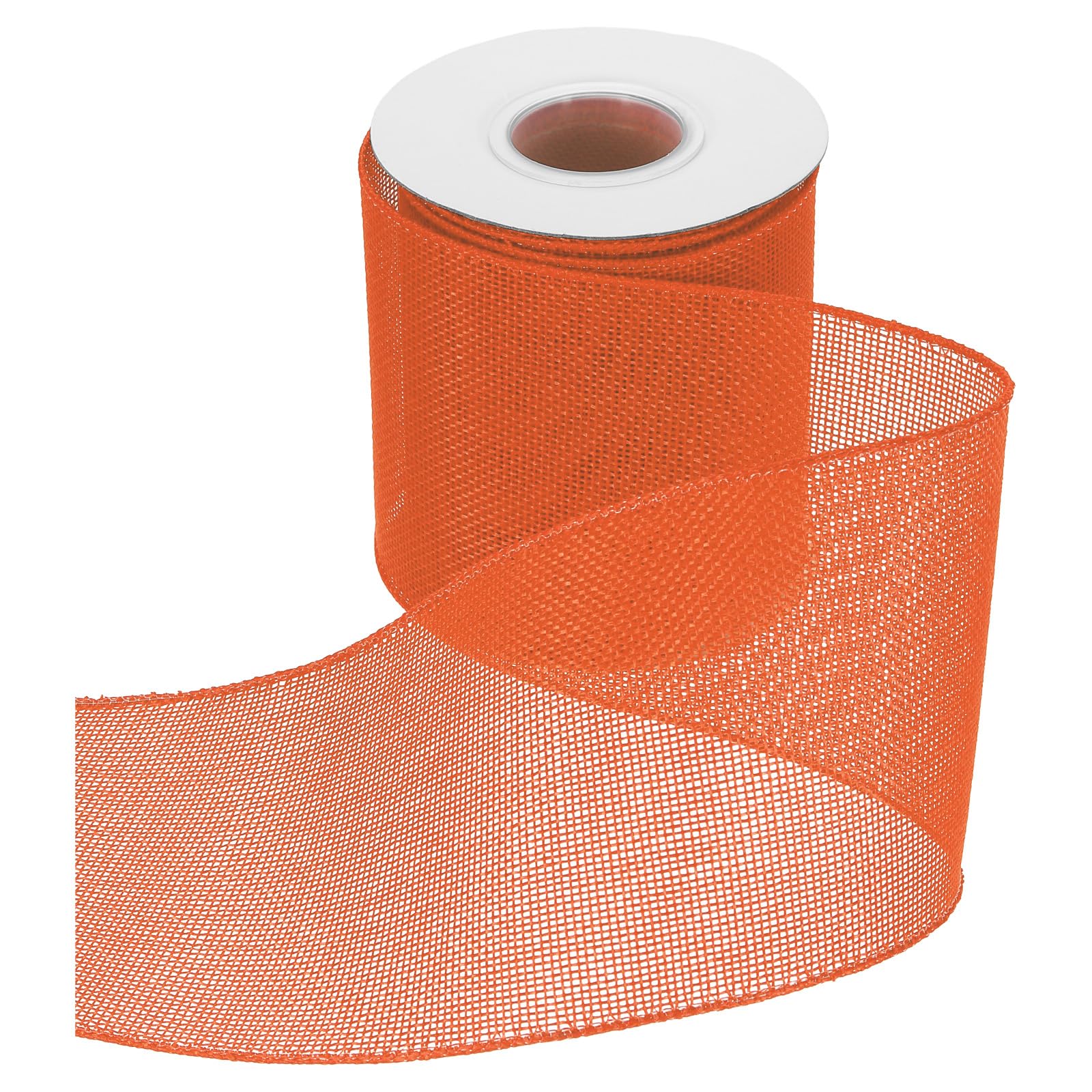 sourcing map Burlap Wired Ribbon 4" x 10 Yards Wired Edge Ribbon Cross Linen Woven Strap for Big Bow Wreath Holiday Parties Home and Outdoor Decoration, Orange