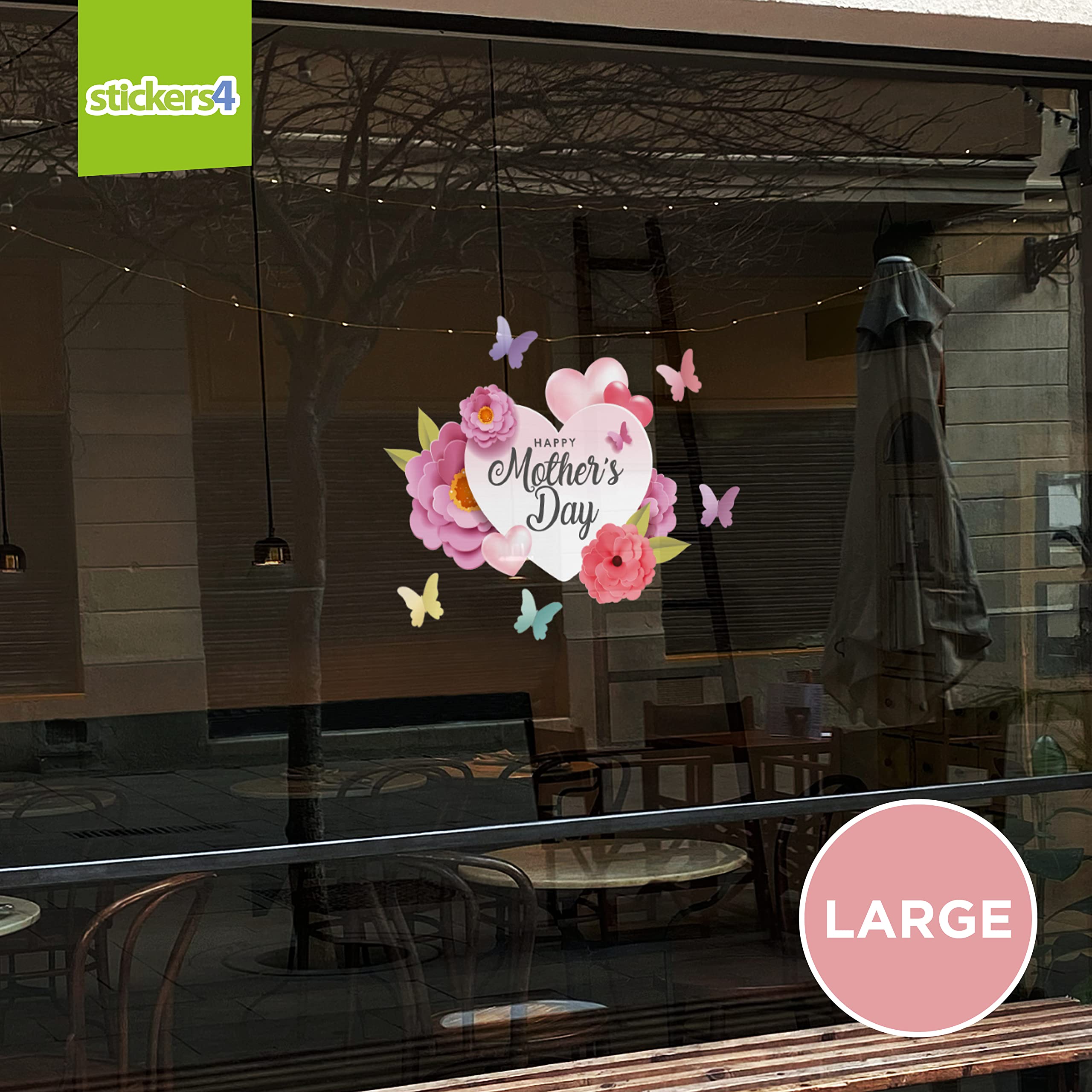 Mothers Day Window Stickers, Mother's Day Window Decorations, Mother's Day Pastel Hearts and Flowers Vinyl Cling - Image 3