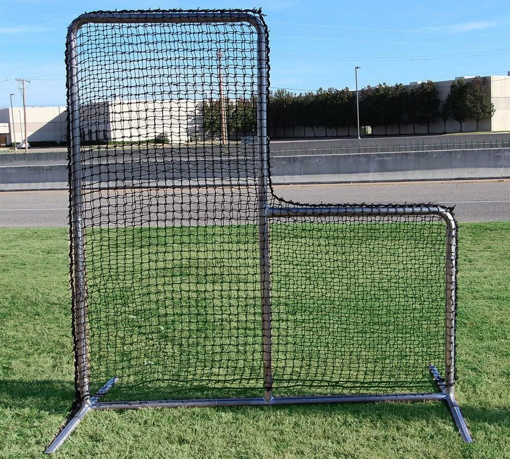 7' x 7' L-Screen X-Heavy Duty Commercial Baseball Safety Frame with NET #84 HDPE