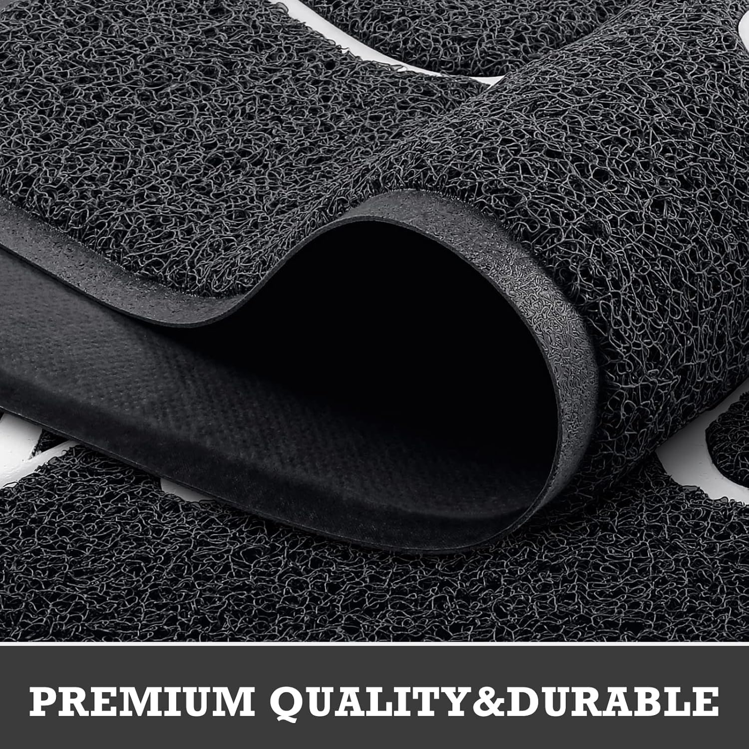 CozyBounty Black Door Mat Welcome Mats Outdoor Indoor Non-Slip Doormat for Entryway Low-Profile Floor Mat for Yard, Garage, High Traffic Areas (36"x24", Black)